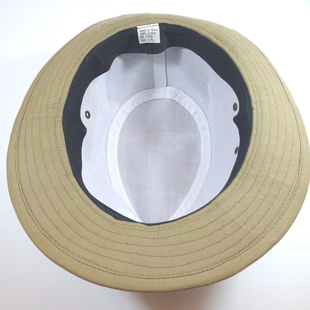 Mens Fedora Sun Hat L/XL Khaki Tan Cotton Canvas Safari Outback RN17730 Summer - Picture 5 of 6
